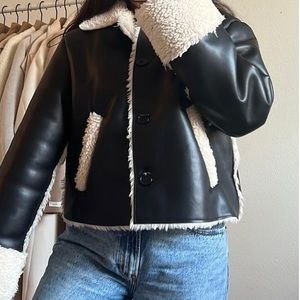 Sherpa Faux Leather Jacket Jacket